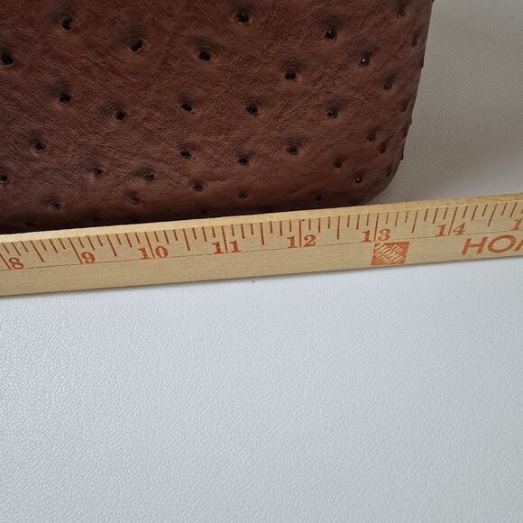 Imoshion Ostrich Brown Crossbody Bag Faux Leather Studded Large Purse Tote Boho - Picture 13 of 14